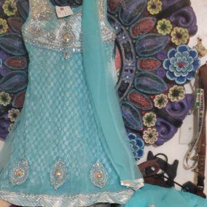 Womens/Girls Pakistan Kurti Top Tunic Pants 3PC